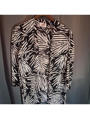 Caron Chicago Zebra Print Open Front Cardigan Size Large